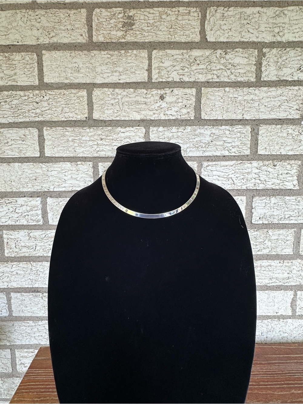 Women’s Collared Flat Choker Necklace - Polished Silver Tone